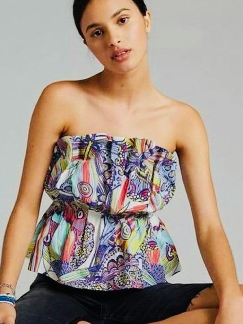 Anthropologie Diana Ruffled Strapless Tube Top MEDIUM